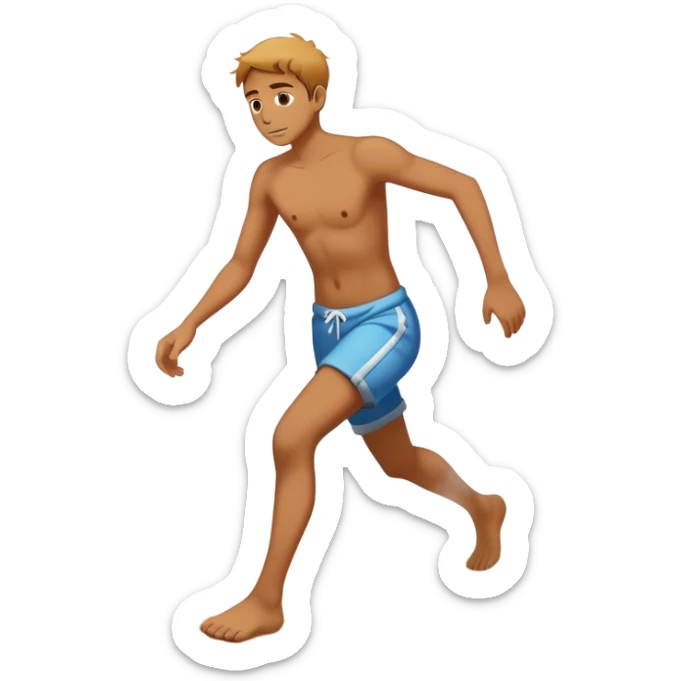 person tiptoeing quickly across extremely hot beach sand with steam rising from their footprints sticker