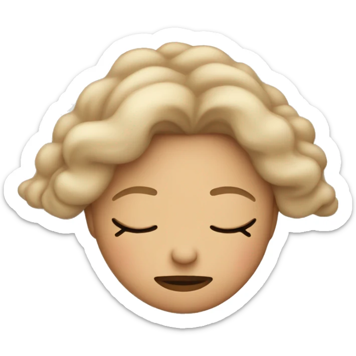 girl with dirty blonde hair and light pink sweater sleeping cozily on white pillow sticker