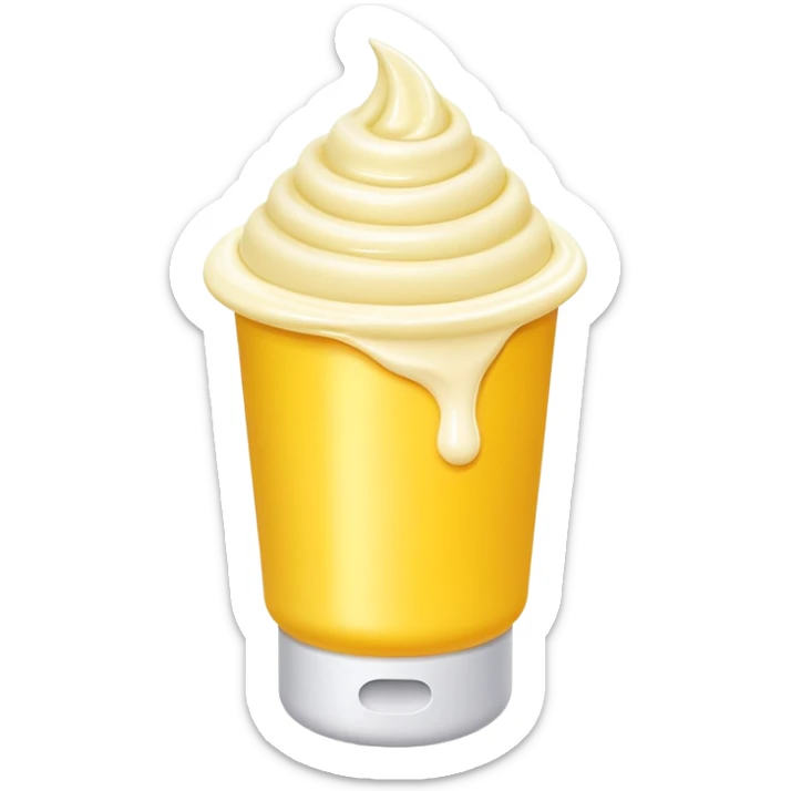 Yellow tube of cream or ointment with cream coming out of the opening sticker