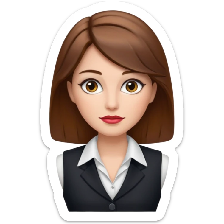 portrait of adult woman, formal vest, makeup sticker