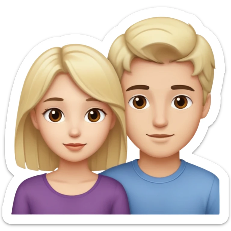 Brunette boy and blonde girl couple in love sticker