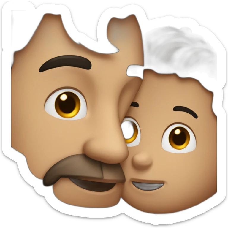 40 years old Dark hair man kissing a 30 years old brown hair man sticker