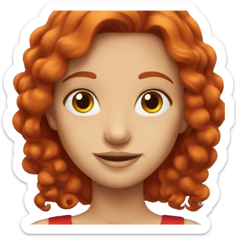 "A beautiful girl with red hair, wearing a red dress." sticker