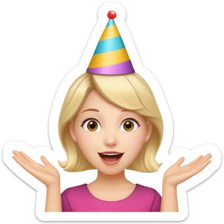 Excited girl with fair up-do can’t wait for something to happen sticker