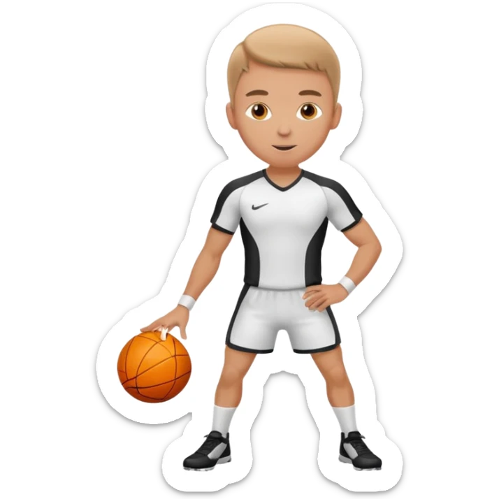 white sportsman in the playground with ball, dressed in sport suit sticker