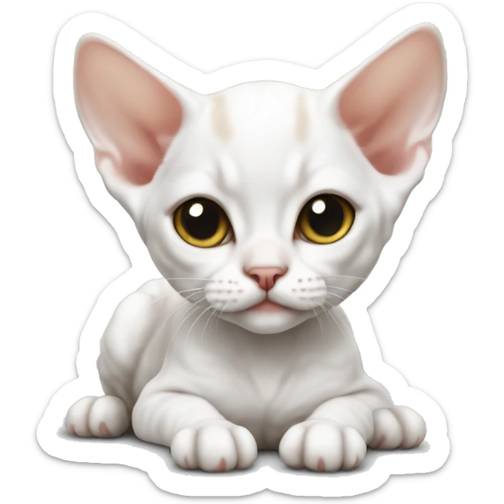 White Devon Rex kitten laying  sticker