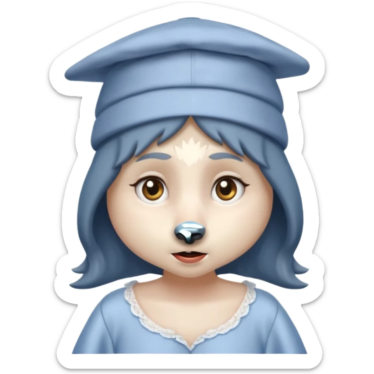 the wolf in grandma's nightgown and cap in the little red riding hood story sticker
