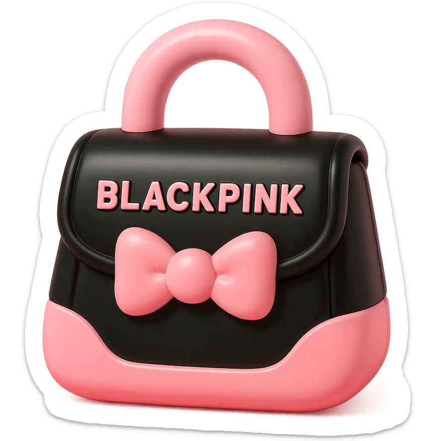BLACKPINK-inspired gothic clutch bag, no hearts, glossy and stylish, black and pink sticker