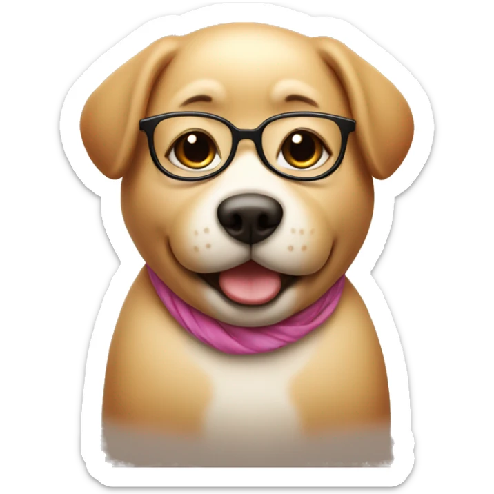 a cute fat girl, with glasses, looks like a dog, happy sticker