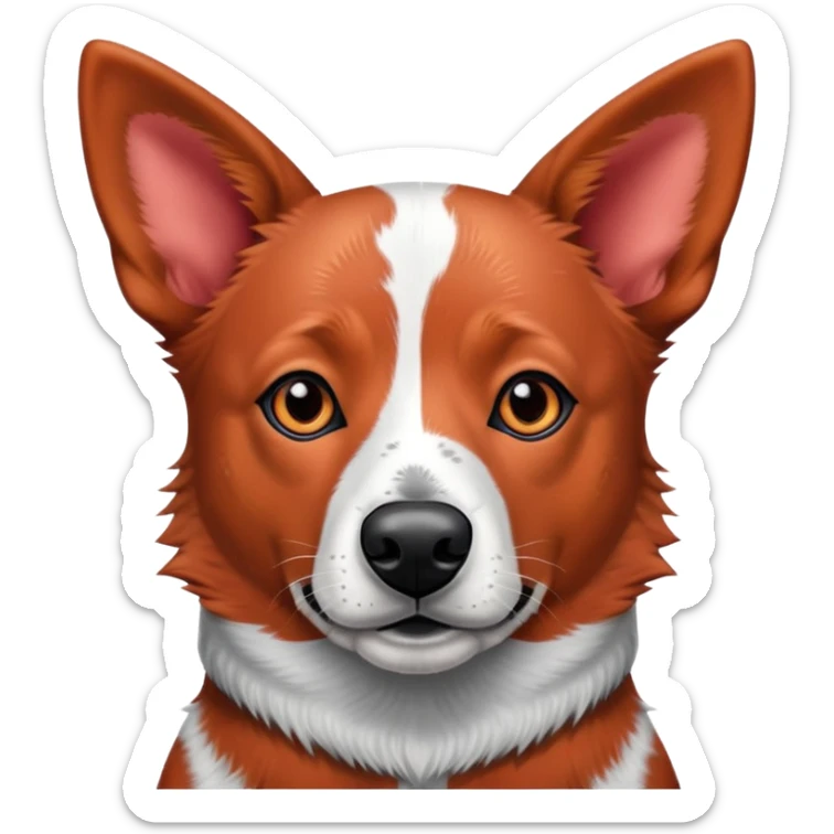 head shot of a red heeler cattle dog with speckled red coat and pointed ears sticker