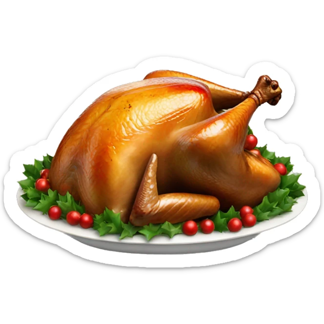 Christmas turkey dish sticker