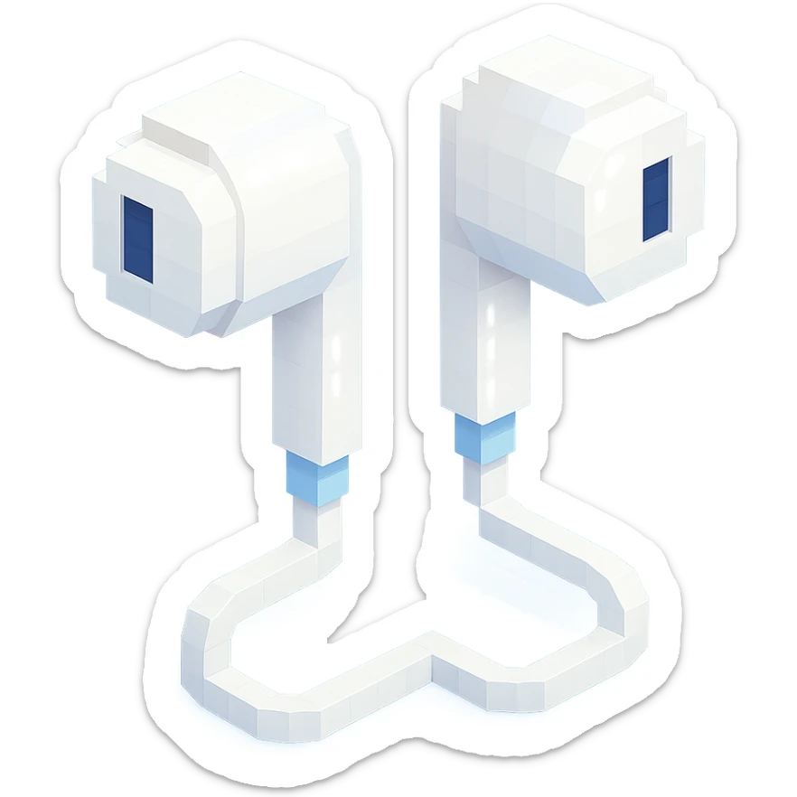 white EarPods headphones with a matte finish with a subtle glow sticker