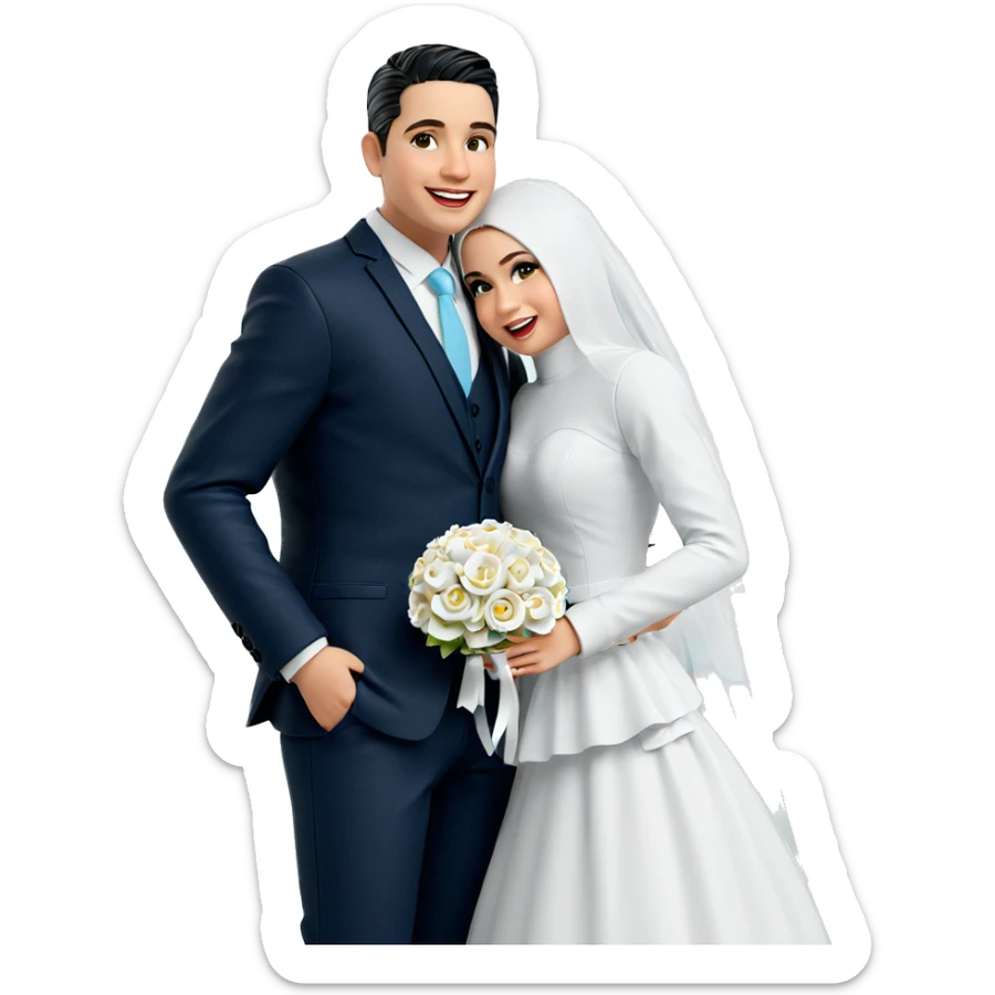 happy bridal couple portrait sticker