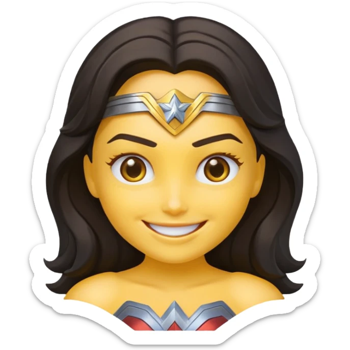 create a yellow emoji of wonder woman. syle android emoji sticker