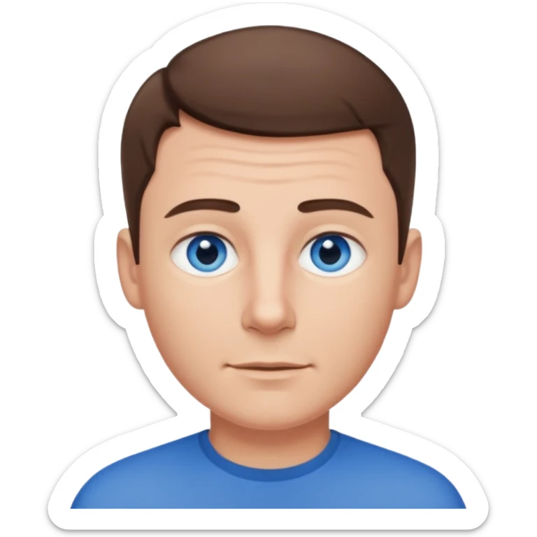 dad with very short shaved brown hair and blue eyes emoji sticker