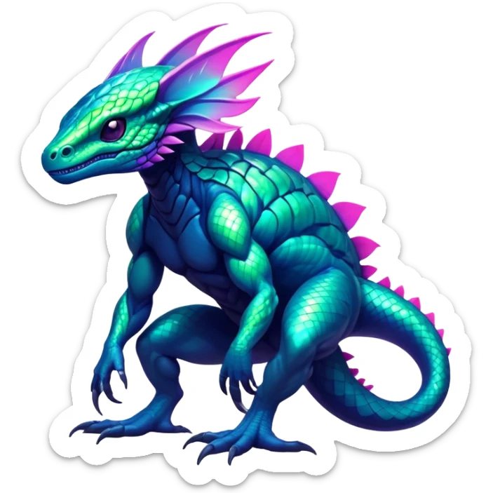 Tropical futuristic lush neon Fionbri-Vernid-creature (full body) sticker