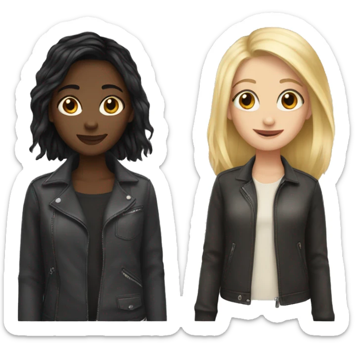 black hair girl and blonde hair girl sticker