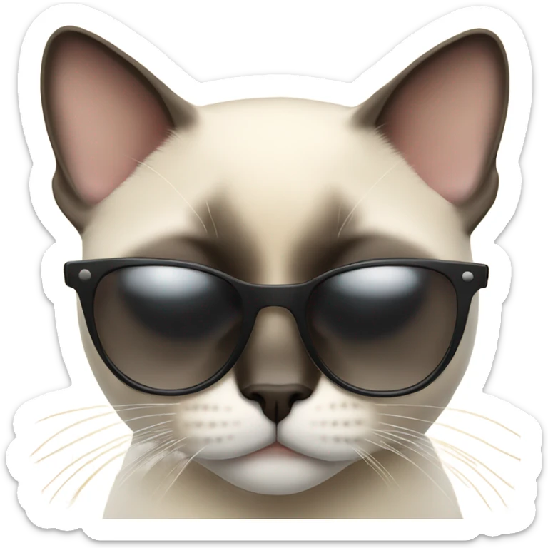 Snobby Siamese cat with sunglasses looking at you like you are her subjects  sticker