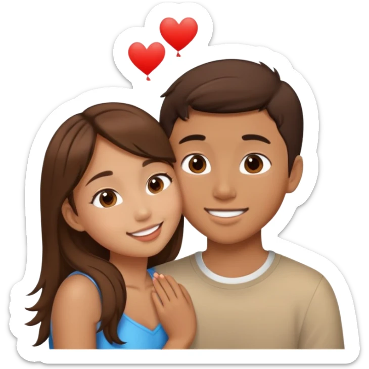 a couple kissing. one is a tan girl with brown hair and the other is an asian boy sticker