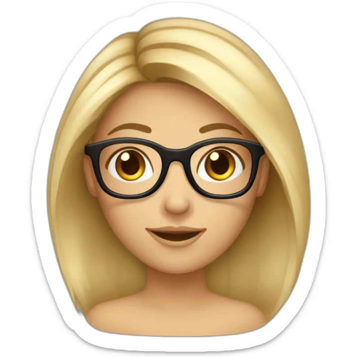 Une fille avec des cheveux bruns avec deux mèches blonde blonde et des lunettes sticker