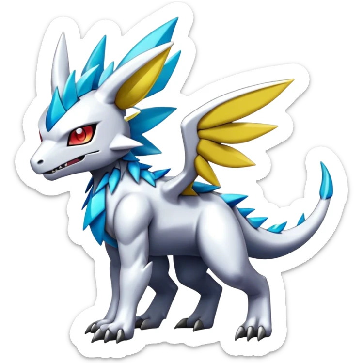cool edgy cute shiny colorful Archeus-Kyurem-Digimon-Fakemon-animal-hybrid full body sticker
