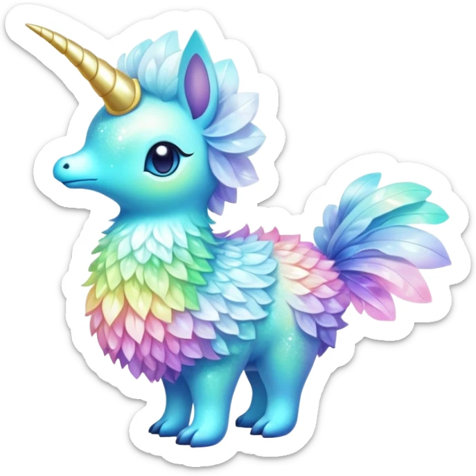 Shiny Exotic Colorful Ethereal Sparkly Flaaffy-Amaura-Aurorus-Fakémon-hybrid-creature (full body)  sticker