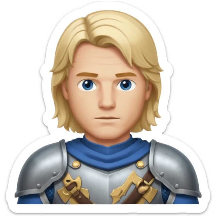 Achille, un uomo coi capelli biondi fino alle spalle e gli occhi azzurri, deve essere bello e forte e deve dare l' impressione di essere un eroe in guerra e deve avere un' armatura sticker