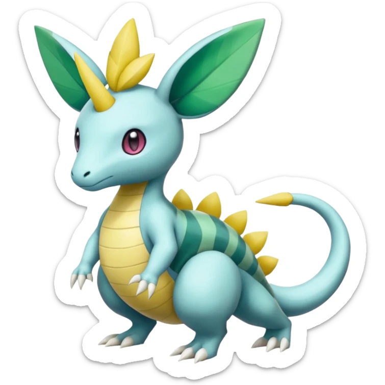 Leavanny-Gallade-Ampharos-Inteleon-Nidoqueen-Fakémon-Pokémon-hybrid-fusion-creature, full body sticker