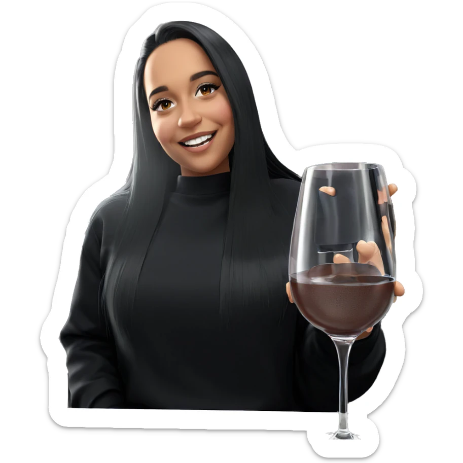 smiling girl with drink sticker