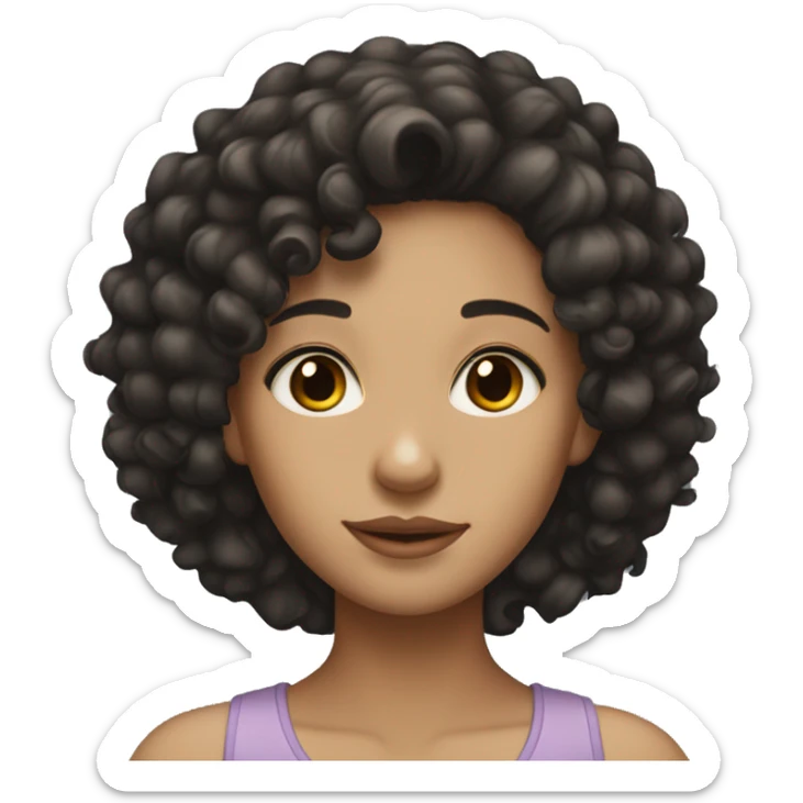 girl with curly black hair brown eyes and light skin sticker
