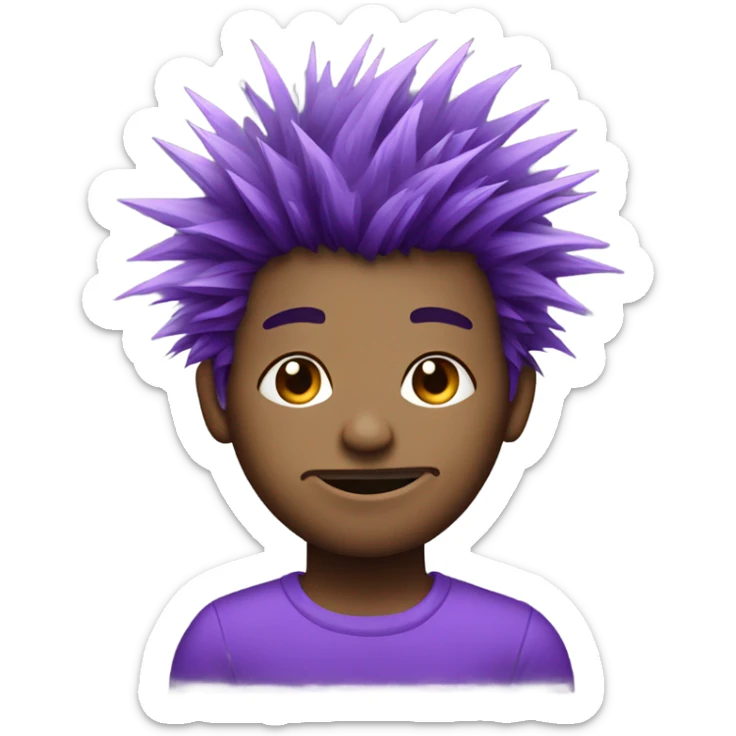 Messy, spiky purple hair emoji sticker