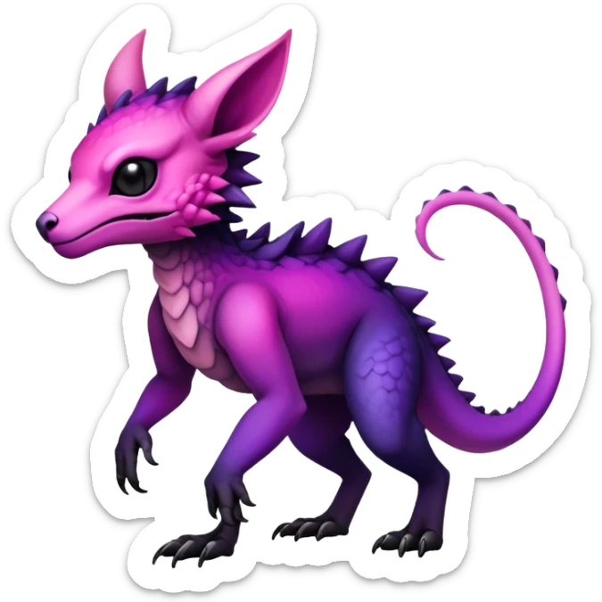 Cool Edgy Black-pink-purple-gradient badass Fionbri-Vernid-Trico-animal-creature full bodyd sticker
