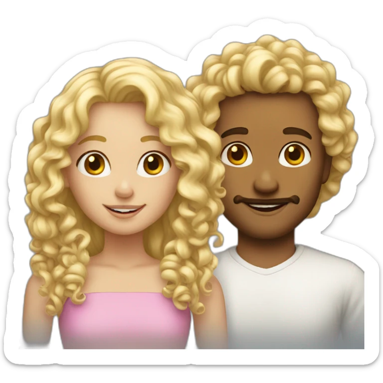 a couple of a blond curly girl with chaten man sticker