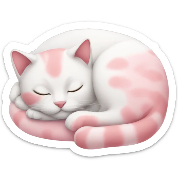 A sleeping white and pink cat sticker