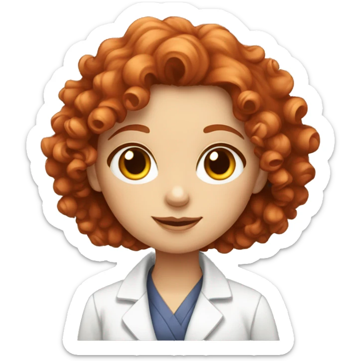 red curly hair scientist girl with fair skin and hazel eyes sticker