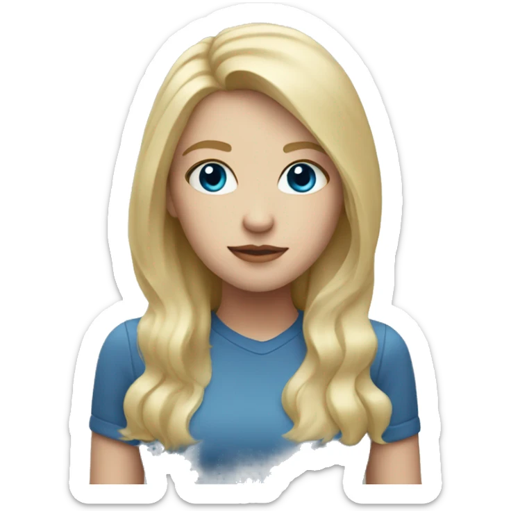 girl with blonde hair white skin and blue eye sticker