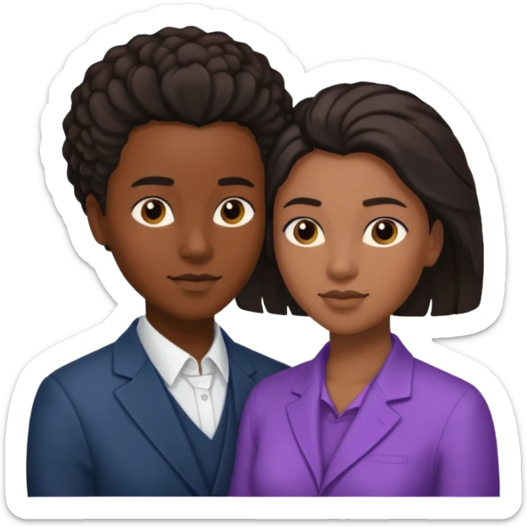 Black lesbian couple with one masculine with short hair and one feminine with long hair  sticker