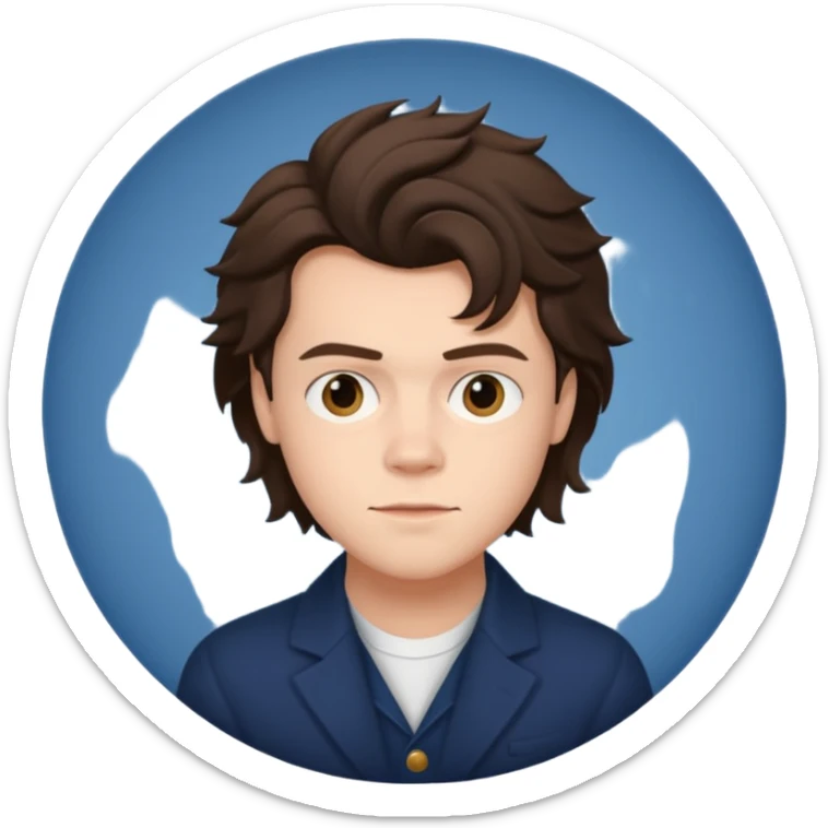 une personne joli, aqui ressemble a harry styles de 3 quart  dans un rond  sticker