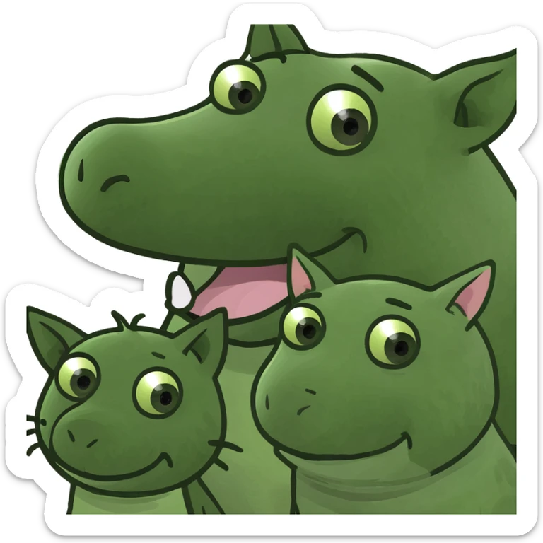 Dog on cat cow on the dog and pig on the cow sticker