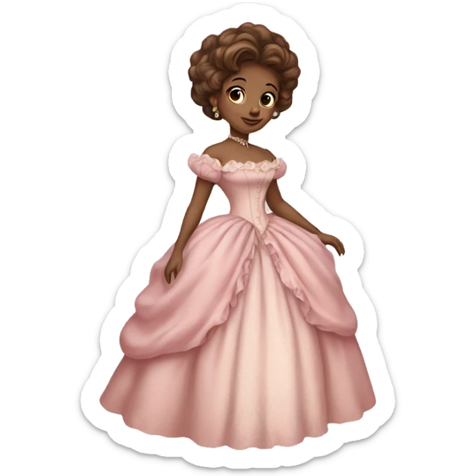 vintage rococo mixed woman with brown hair in a light pink gown  sticker