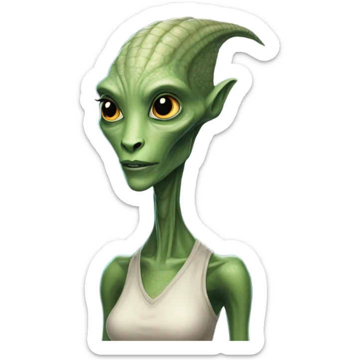 tall reptilian alien woman, full body  sticker