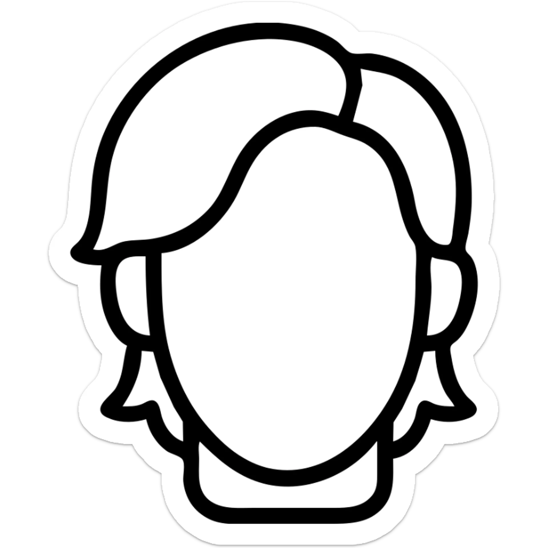 Kenan Yildiz as a modern icon, focus on hairstyle and facial outline, minimalistic, black outline sticker
