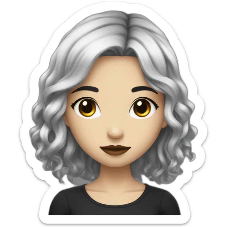 A whimsigothic girl with wheaty skin and black hair  sticker