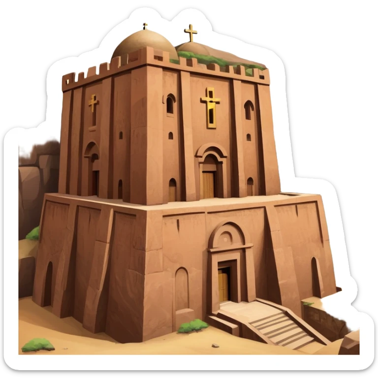 Create the rock hewn Church of Saint George in Lalibela, Ethiopia into an iOS style emoji. Make it HD and precise. sticker