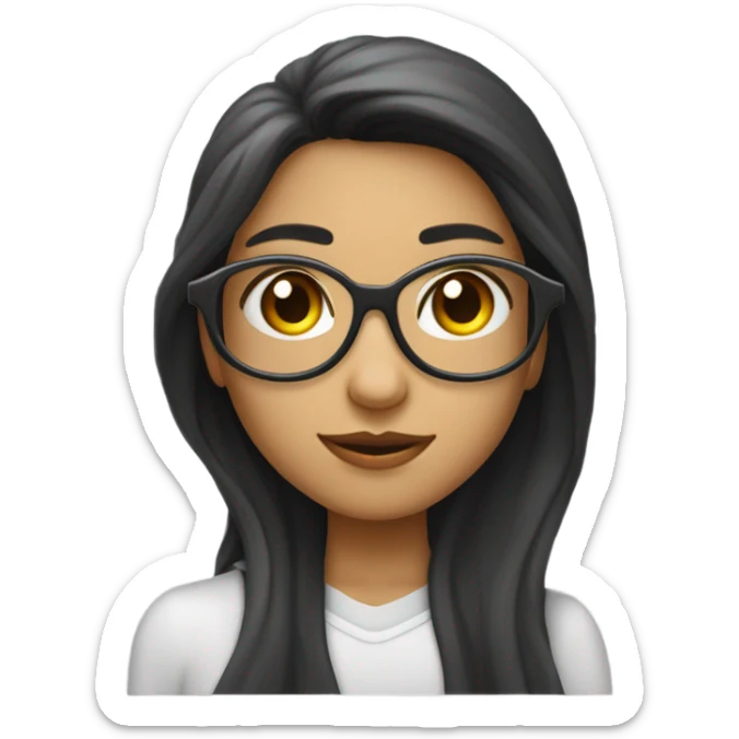 Una chica pelo liso,morena,con gafas y un lunar abajo del ojo sticker