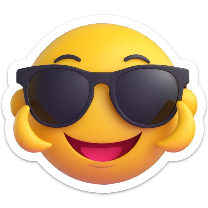 smiley face with sunglasses, 3D emoji style, no background, for a French memecoin Discord server French Cabal sticker