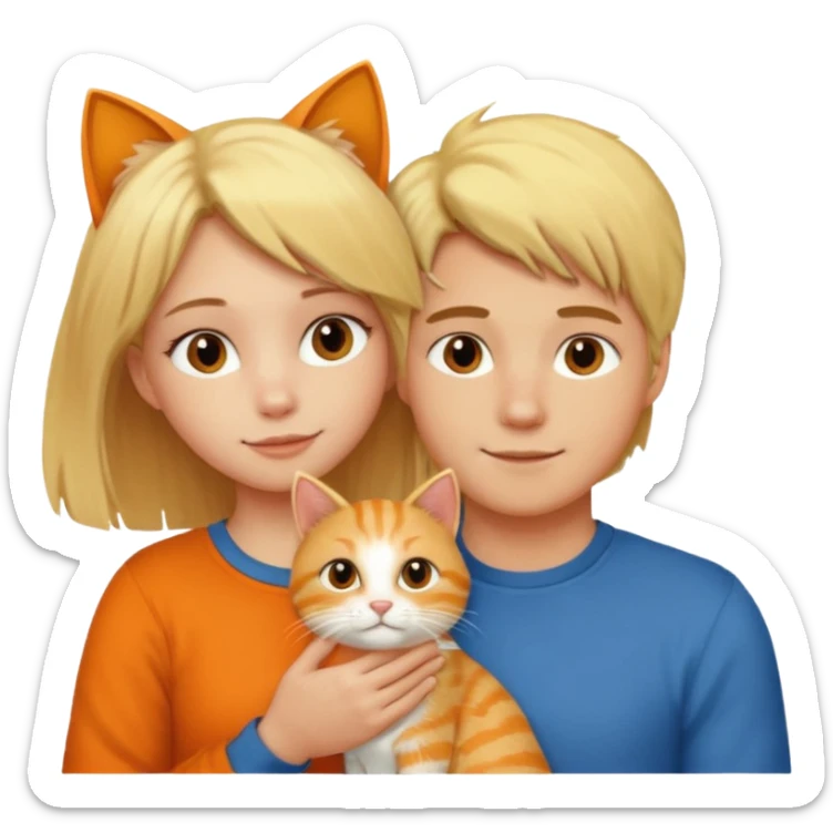blond-hair-girl-and-blond-hair-man-and-orange-cat sticker