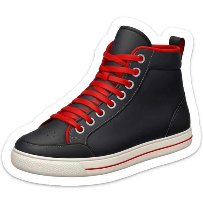 an ios genmoji for pair of black mid top sneakers with red laces sticker