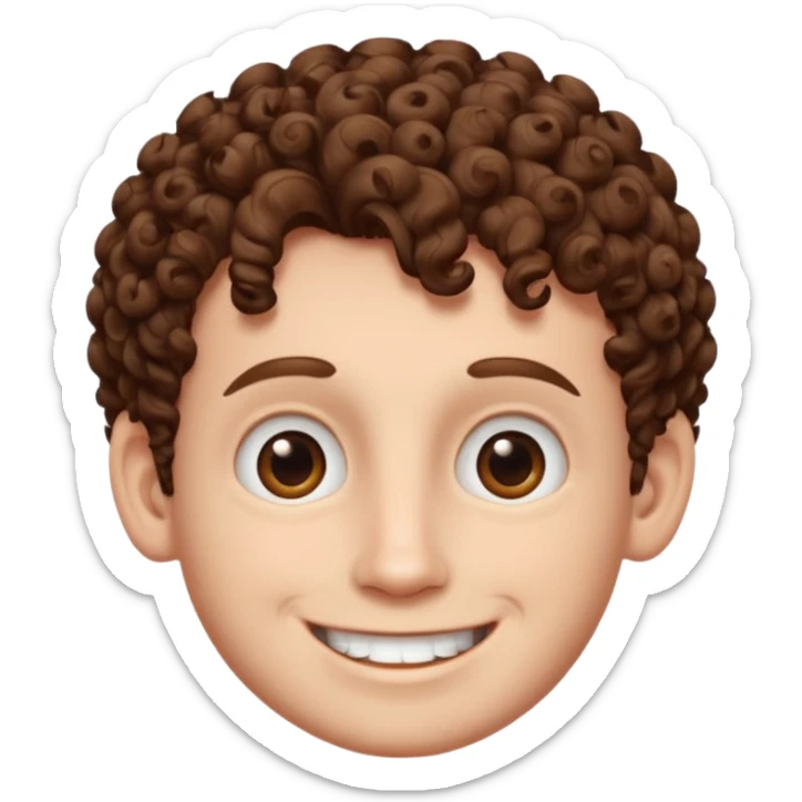 Create an emoji of YouTuber DavidMC's face - he has hair with short sides but a curly top, it is brown. It is not super curly and he has white skin sticker