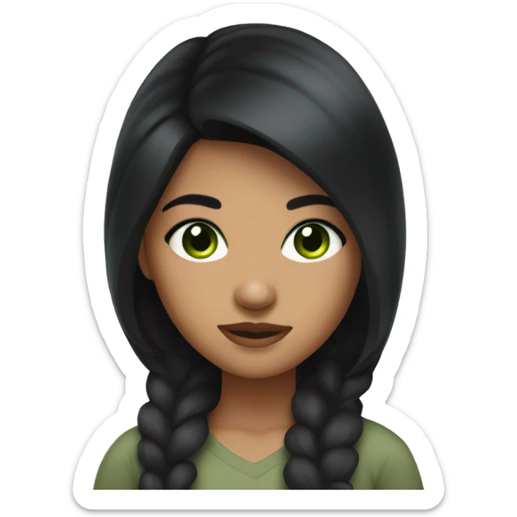 girl with black hair olive skin and green eyes sticker